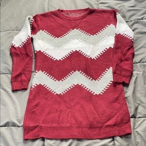 Chevron Pattern Burgundy/Red and Gray Sweater/Sweater Dress